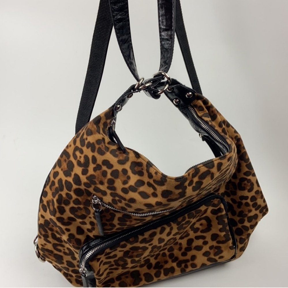 Leopard Print Convertible Backpack Shoulder Bag P… - image 3